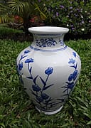 Blue wildflower ginger-jar vase, view 1
