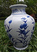 Blue wildflower ginger-jar vase, view 2