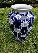Cobalt blue daisy vase, view 2