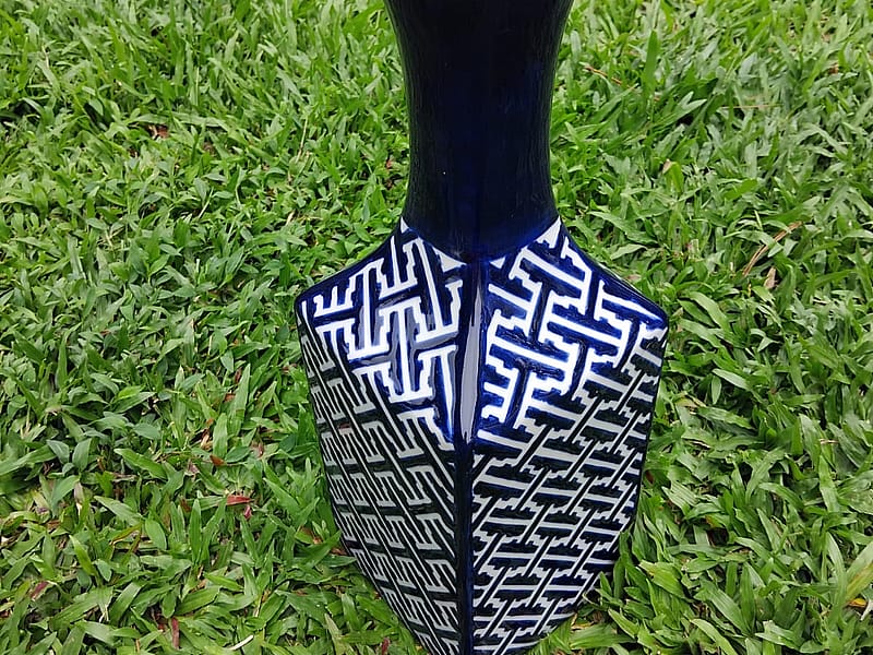 Blue Geometric Vase